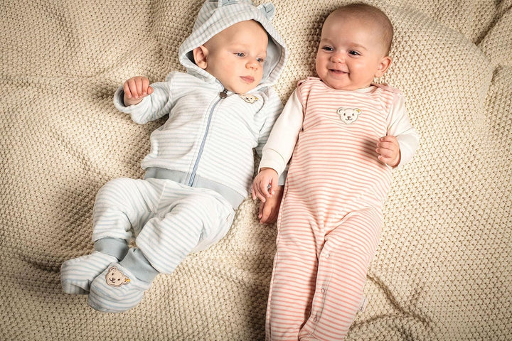 Steiff Unisex Baby Set Strampler mit Fuss + T-Shirt Langarm Kleinkind-Schlafanzüge 68 Silver Pink, 6
