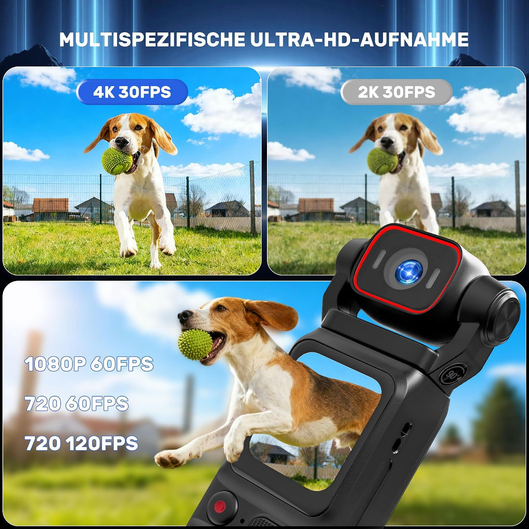 Vlogging Kamera 4K, Kleine Pocket Kamera, Actionkamera für Outdoor