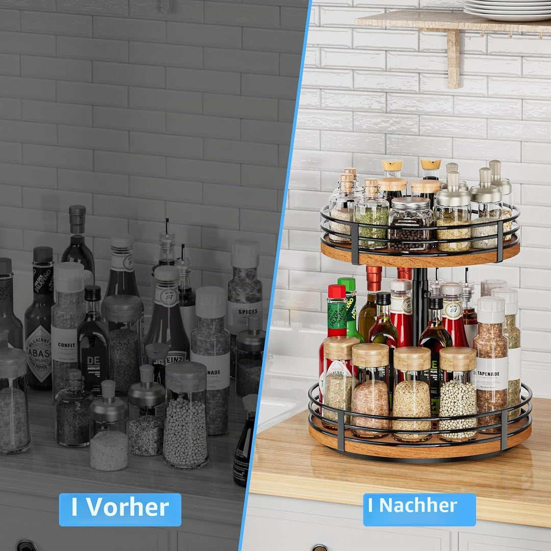OVICAR Lazy Susan Drehteller-Organizer, verstellbar, 2 Etagen, Holz, drehbar, 30,5 cm, Lazy Susan fü