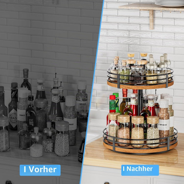 OVICAR Lazy Susan Drehteller-Organizer, verstellbar, 2 Etagen, Holz, drehbar, 30,5 cm, Lazy Susan fü
