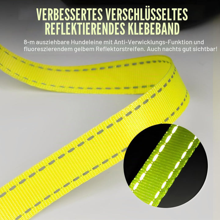 8m/26FT Hunde Rollleine, Hundeleine Ausziehbar mit Anti-Rutsch Griff, Robuste Leine mit 360° Gleitfü