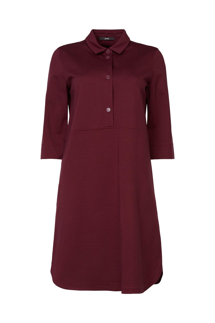ESPRIT Hemdblusenkleid aus Punto-Jersey 30 515/Aubergine, 30 515/Aubergine