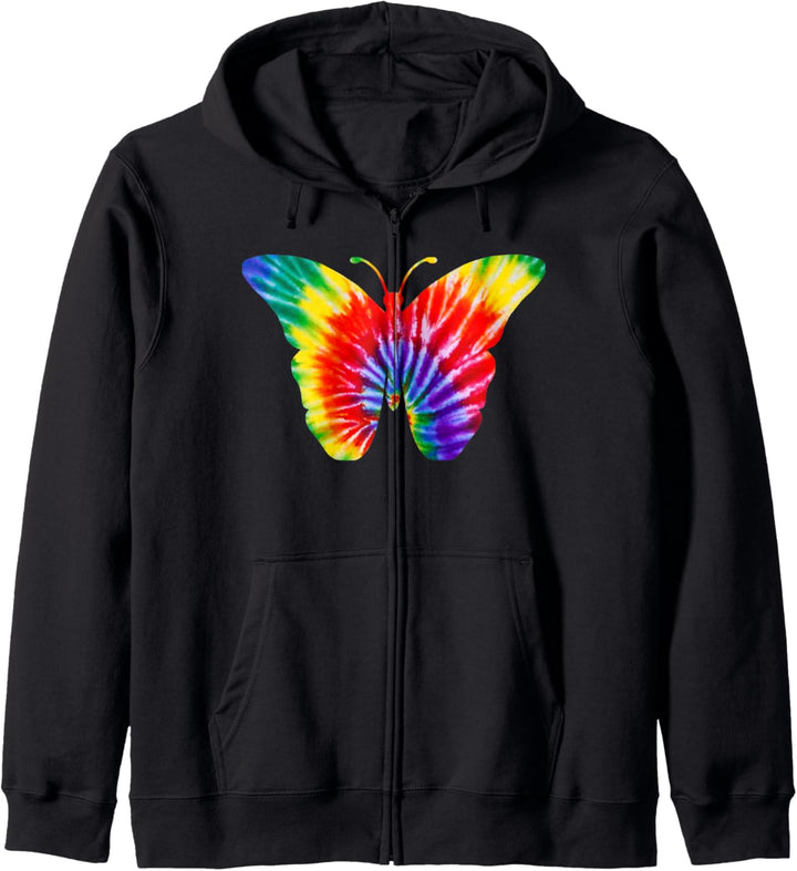 Bunte Hippie Krawatte Farbstoff Schmetterling Kapuzenjacke