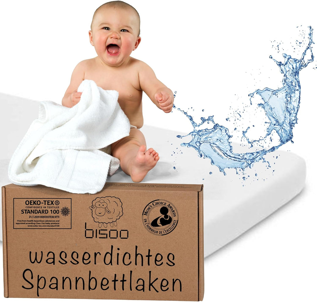 Bisoo Spannbettlaken 50x100 cm für Lauf, Krabbelgitter und Reisebett - wasserdichte Leintuch Matratz