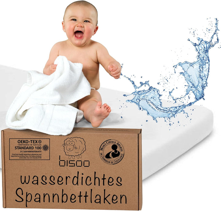 Bisoo Spannbettlaken 50x100 cm für Lauf, Krabbelgitter und Reisebett - wasserdichte Leintuch Matratz