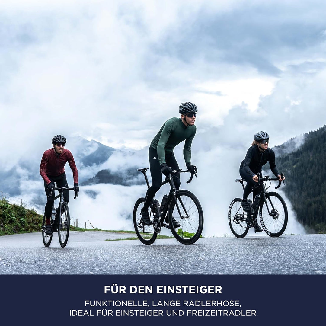 Rogelli Core Radlerhose Herren mit Sitzpolster - Lange Fahrradhose Mit Trager - Atmungsaktiv - Schwa