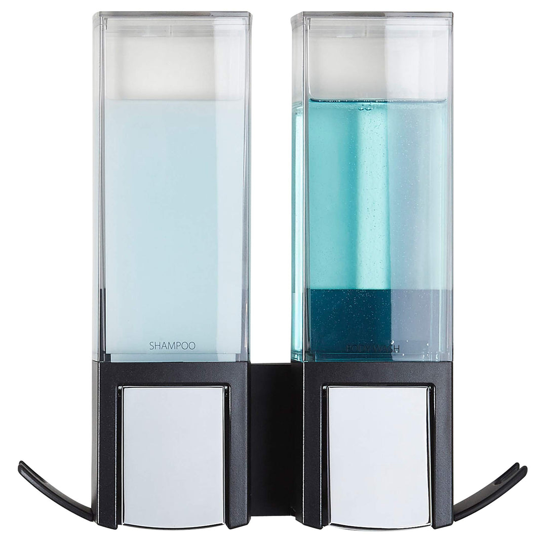 Better Living Products 77284 Clever Seifenspender und Dusche, Doppelspender, Schwarz/Chrom Schwarz /