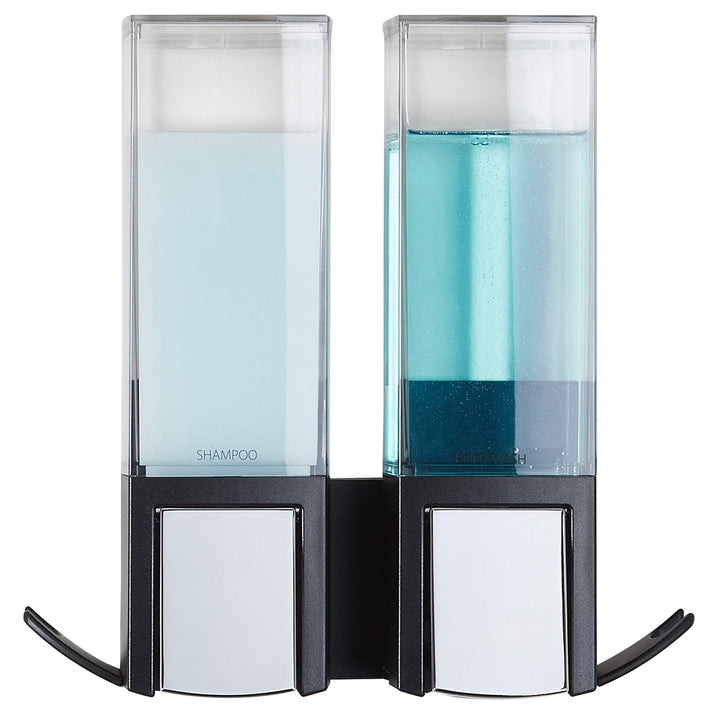 Better Living Products 77284 Clever Seifenspender und Dusche, Doppelspender, Schwarz/Chrom Schwarz /
