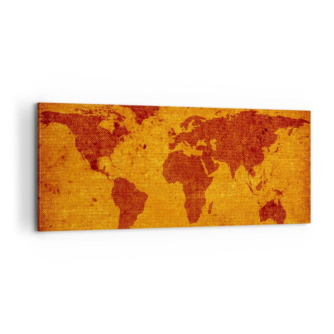 ARTTOR Bilder auf Leinwand 100x40cm Leinwandbild Alte Karte Kontinente Reisen Welt Gross Wanddeko Bi