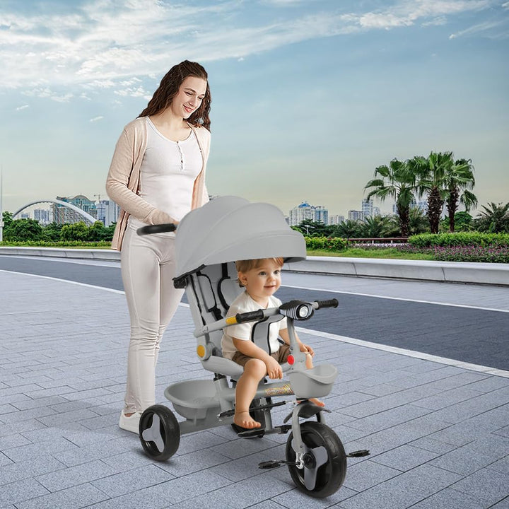 Multi-Funktions-Kinderdreirad, Dreirad 5 in1, Kleinkind-Dreiräder-Kinderwagen, mit Verstellbarem Sch