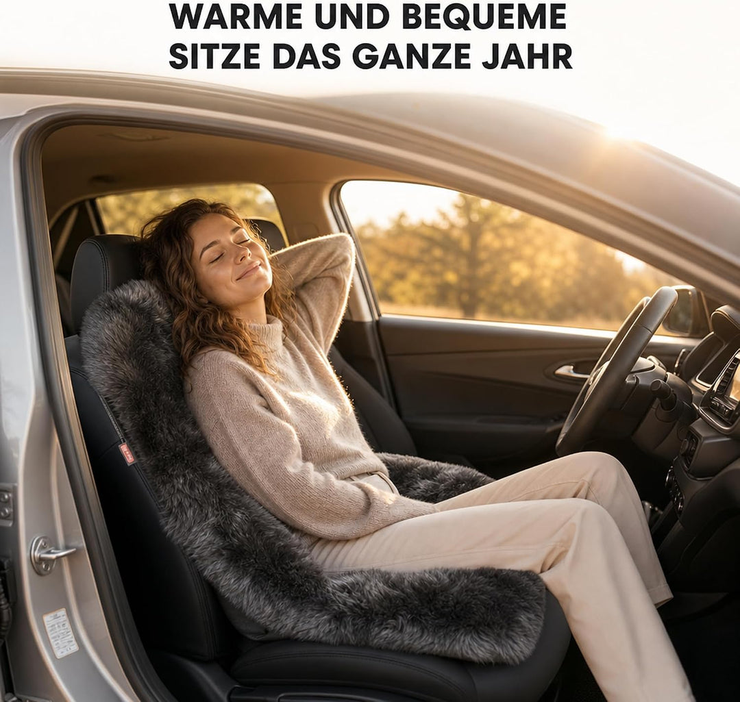 Hochwertige Autofell Sitzauflage für Ledersitz – Geeignet für Jede Jahreszeit – Einfache Montage - U