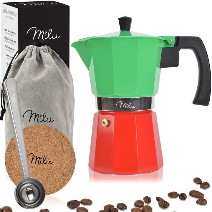 Milu Espressokocher (No Induktion) | 2, 3, 6, 9 Tassen | Aluminium Mokkakanne, Espressokanne, Espres