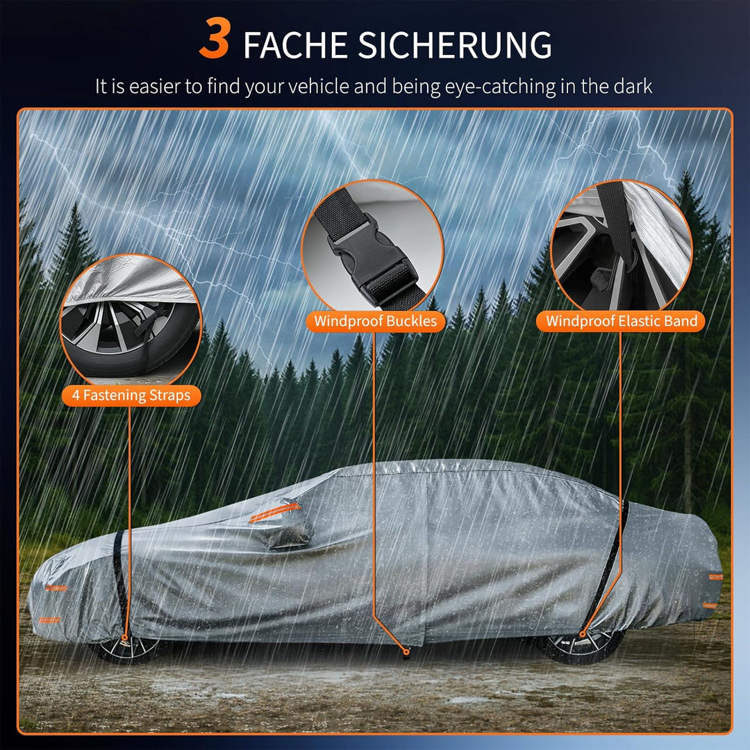 Autoabdeckung Wasserdicht Atmungsaktiv, Vollgarage Autoplane für Staub Sonne Schutz, mit Kratzfester