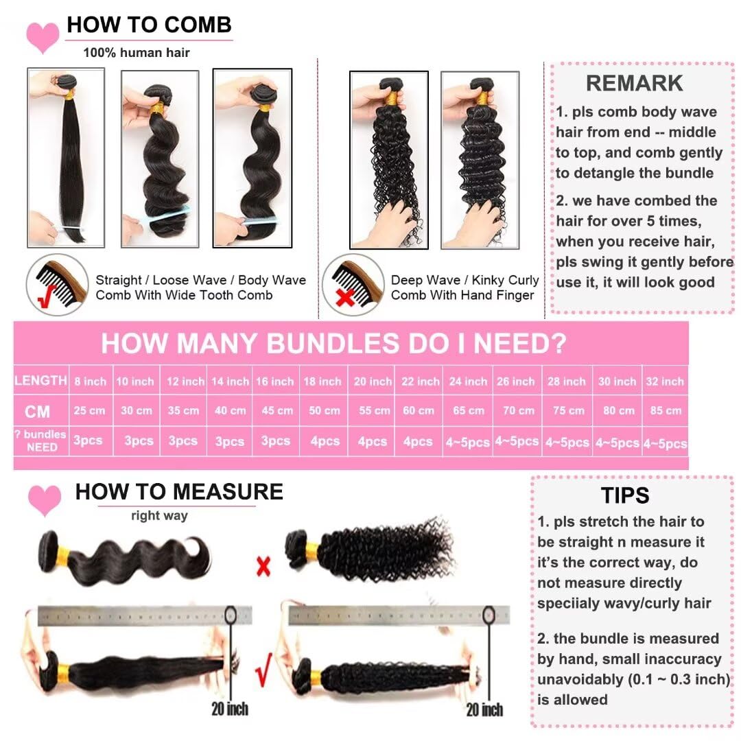 Huarisi 24 Inch Body Wave Bundles Human Hair Weave, 1 Bundle Brazilian Body Wave Hair Bundles for Bl