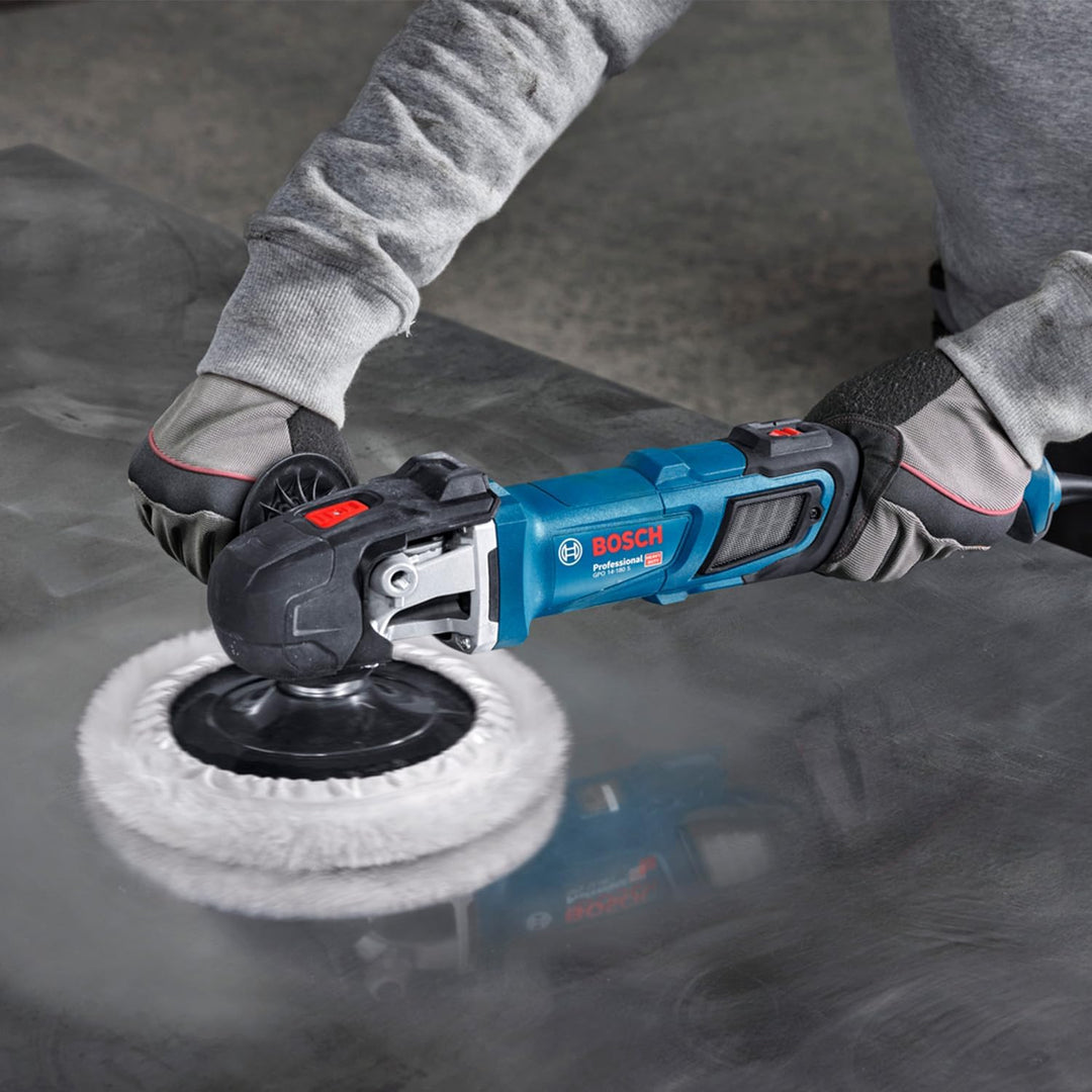 Bosch Professional kabelgebundener Polierer GPO 14-180 S (1400 W, 6 Geschwindigkeitsmodi, inkl. Zusa