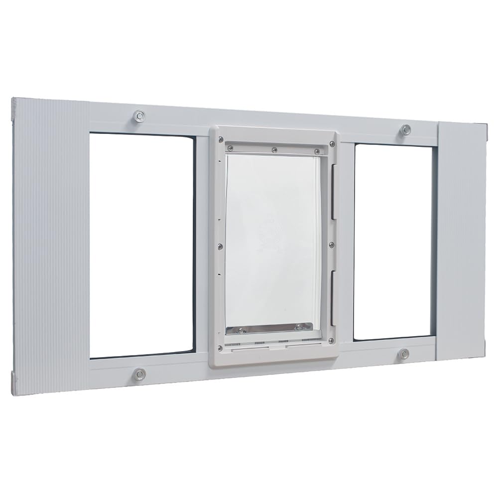 Ideal Pet Products 33SWDM Haustierklappe für Aluminium-Schiebefenster, mittel, 17,8 x 28,6 cm, weiss