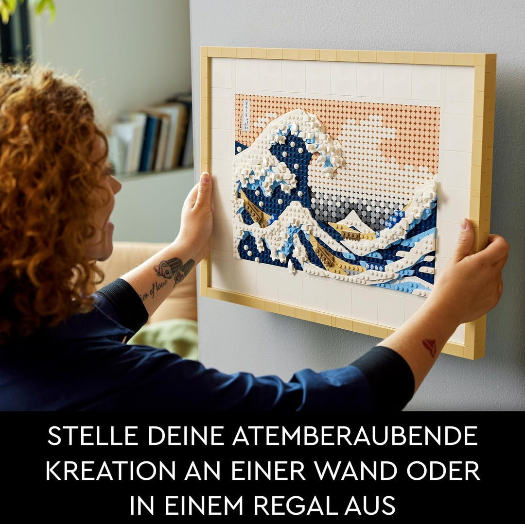 LEGO 31208 Art Hokusai – Grosse Welle, 3D Japanische Wanddeko, Bastelset, gerahmte Ozean-Leinwand, H