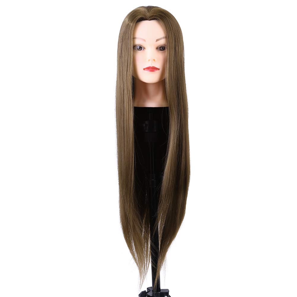 Übungskopf, 61 cm, Friseur-Trainingskopf mit Tischklemme, Ständer, weiches synthetisches Fasermateri