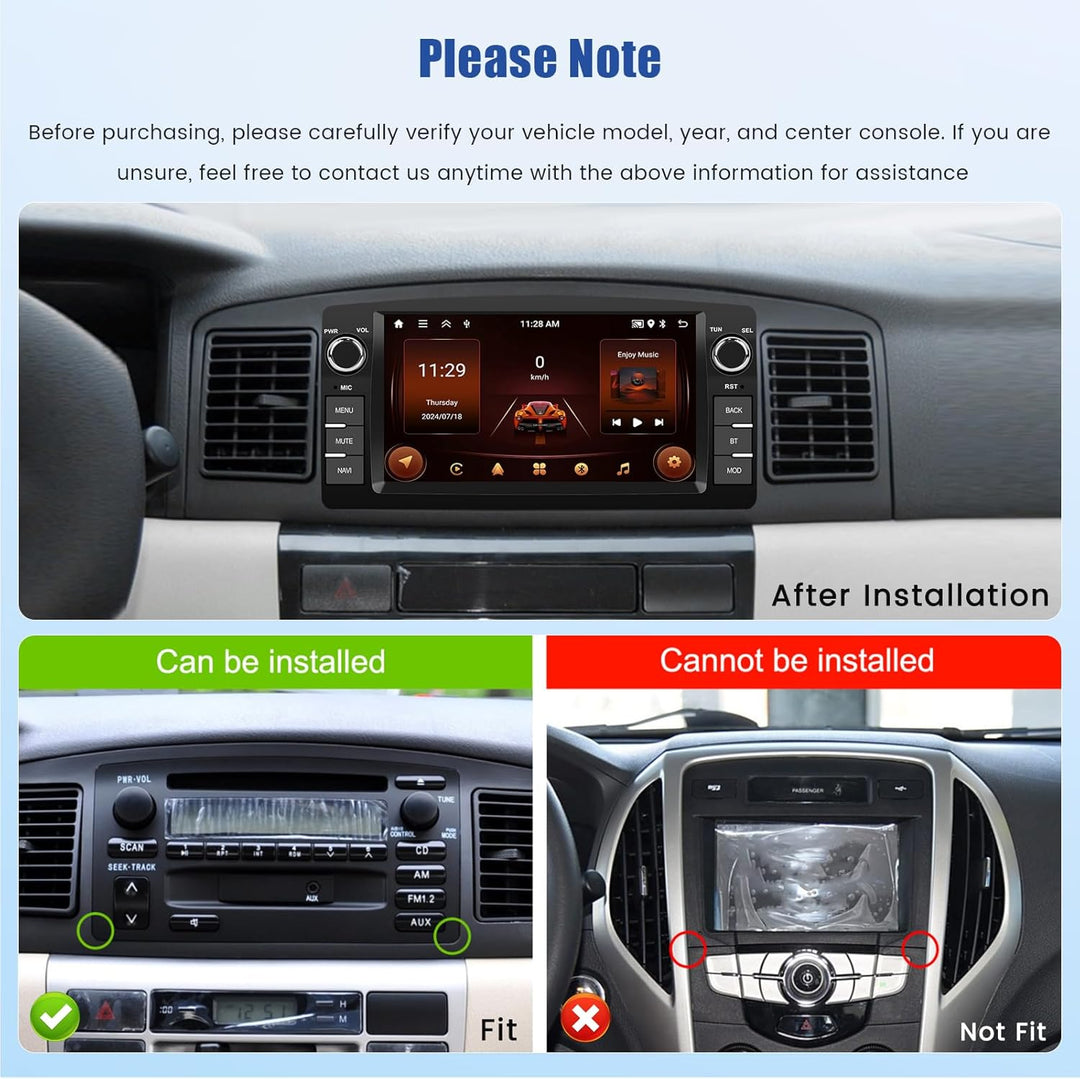 [4G+64G] Inefala Android 15 Autoradio für Toyota Corolla E120 2000-2006/E130 2004-2007 mit Wireless