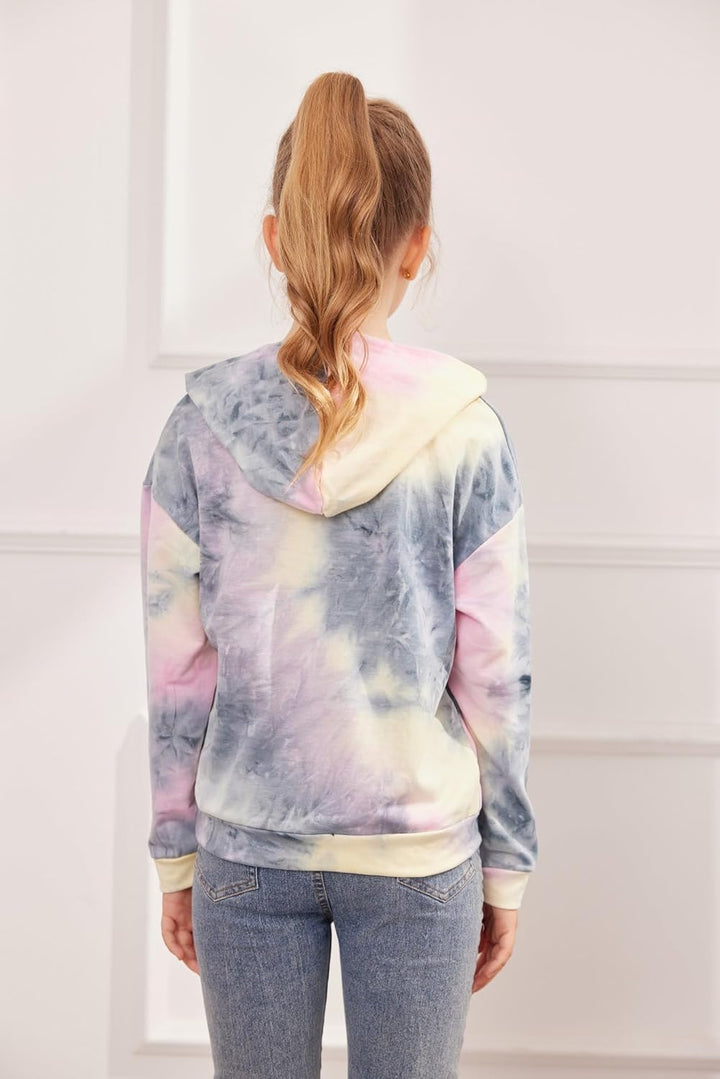 Arshiner Mädchen Hoodie Batik Kinder Pullover Freizeit Mode Sweatshirt mit Kapuze Herbst Winter Lang