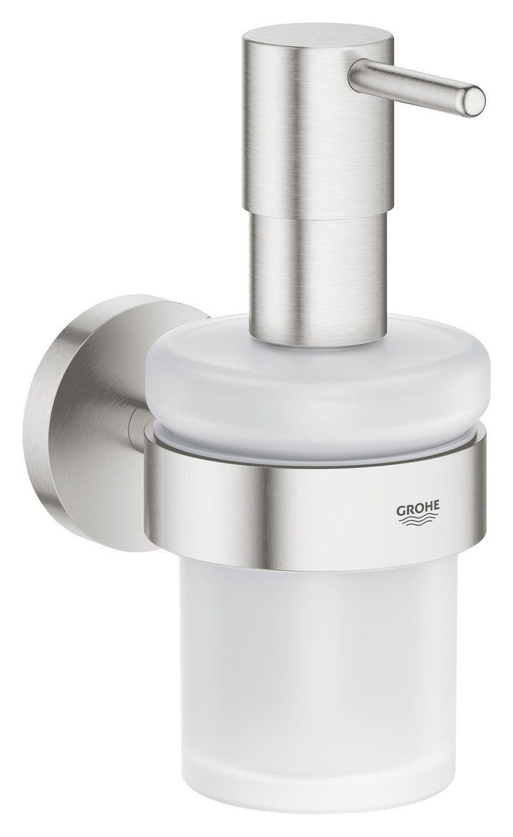 Grohe Essentials Seifenspender mit Halter, supersteel, 1 Stück, 40448DC1, Seifenspender mit Halter