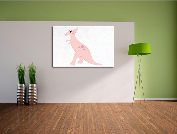 Pixxprint Niedlicher Dinosaurier als Leinwandbild/Grösse: 100x70 / Wandbild/Kunstdruck/fertig bespan