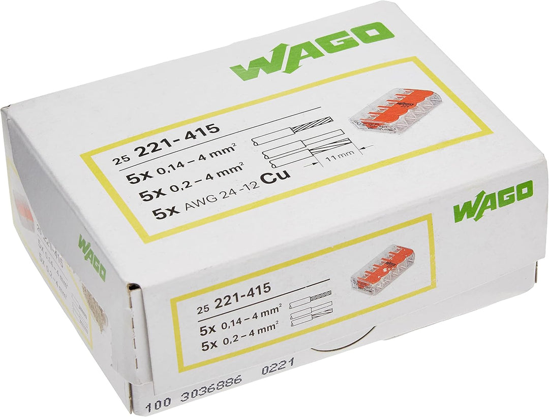 Kopp 33346428 Wago Steckklemme 5-fach mit Hebel für Flexible Drähte Wiederöffenbar 1, 5-2, 5 mm² Inh