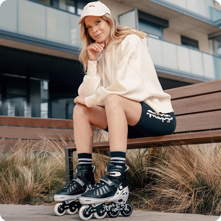 RAVEN Inline Skates Inliner für Kinder und Erwachsene OPTIONAL 2in1 mit Schlittschuhen verstellbar O