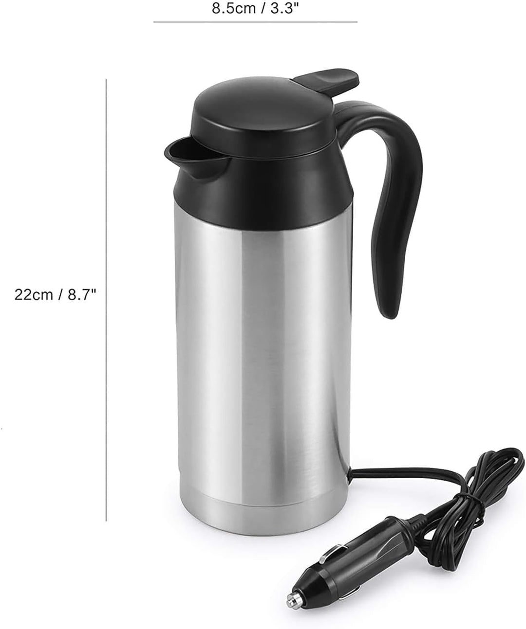 750ml Auto Wasserkocher 12V Reisewasserkocher Edelstahl, Elektrischer Wasserkocher für Heisswasser K