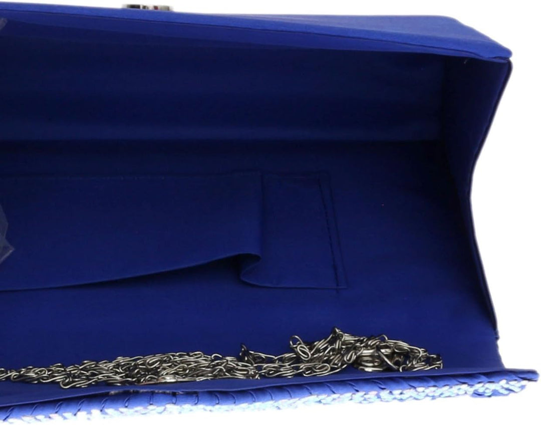 Girly Handbags Plissee-Clutch aus Satin mit Diamant-Schulterkette, eleganter Abschlussball, Hochzeit