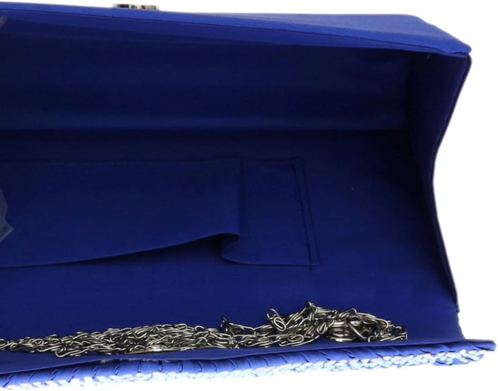 Girly Handbags Plissee-Clutch aus Satin mit Diamant-Schulterkette, eleganter Abschlussball, Hochzeit