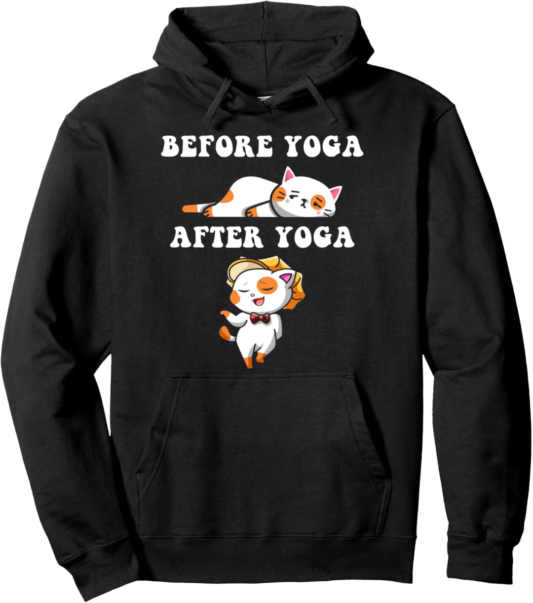 Vor Yoga Nach Yoga Süsse Hübsche Katze Zen Namaste Spirituell Pullover Hoodie