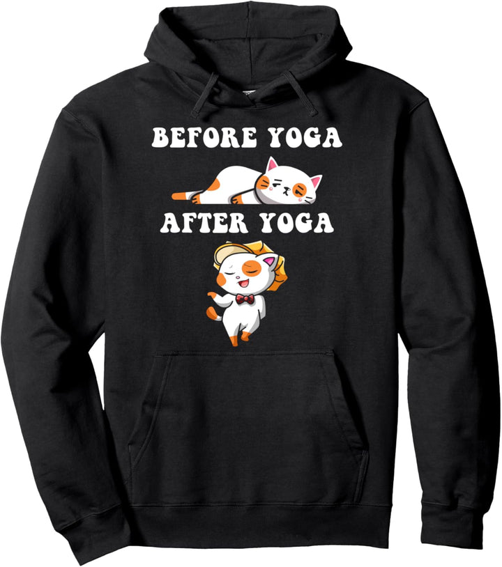 Vor Yoga Nach Yoga Süsse Hübsche Katze Zen Namaste Spirituell Pullover Hoodie
