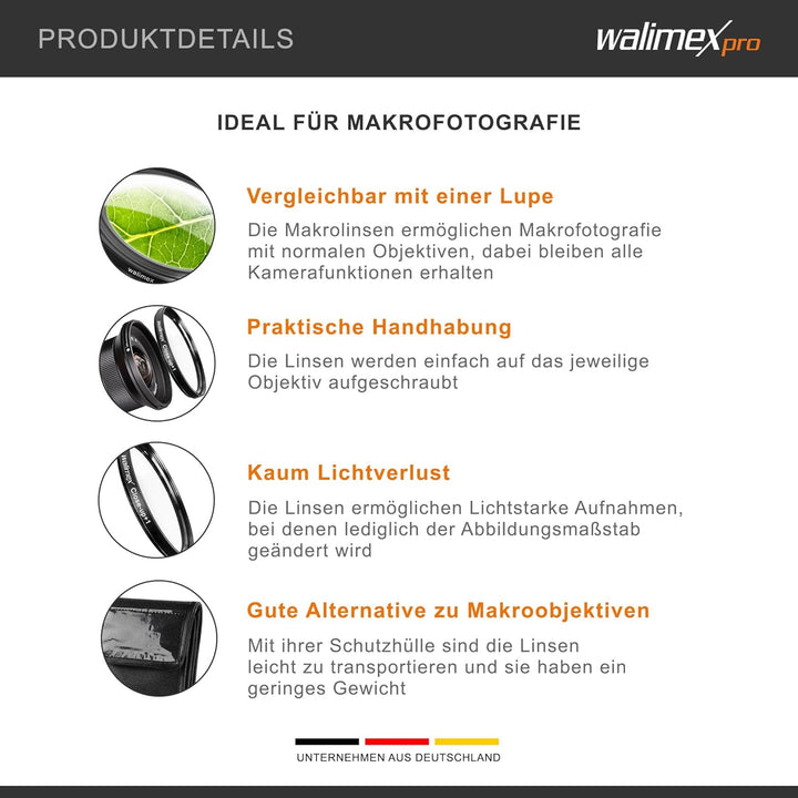 Walimex 17855 Close up Makrolinsen-Set 52 mm inkl. 0.0125 Dioptrien 52 mm Single, 52 mm Single