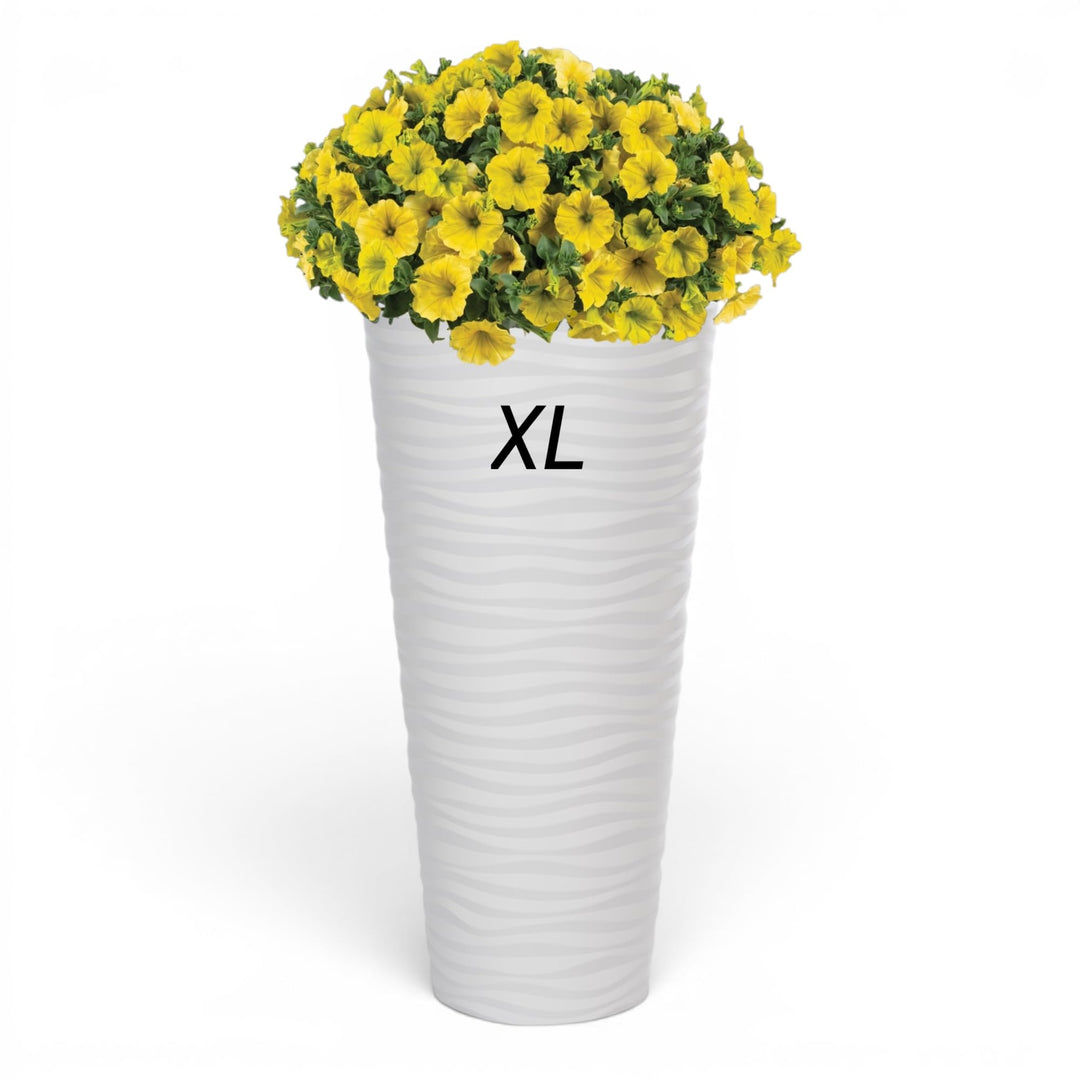 MELTOM Blumenkübel Blumentopf Rund 3D Effekt Slim Pflanzkübel mit Herausnehmbaren Einsatz (XL), XL