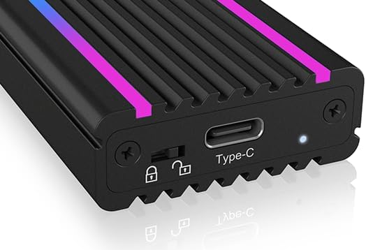ICY BOX SSD M.2 NVMe Gehäuse mit RGB LED Beleuchtung, USB 3.1 (Gen2, 10 Gbit/s), Kühlsystem, USB-C,