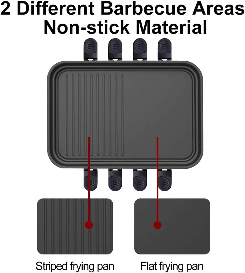 HengBO Raclette Grill für 6 8 10 Personen mit 8 Rraclette Pfannen 4 4 Holzspatel Antihaft-beschichte