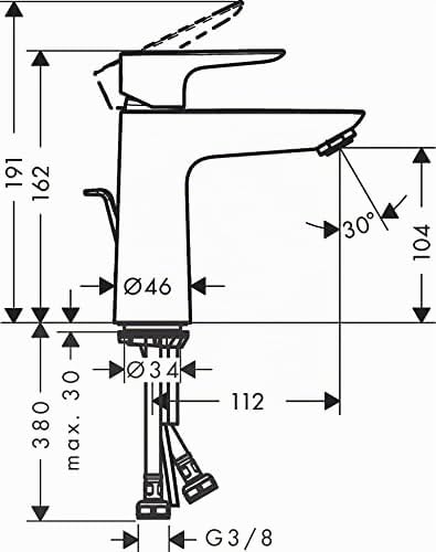 hansgrohe Waschtischarmatur Talis E, Wasserhahn Bad mit Auslauf Höhe 110 mm, mit Zugstange, Badarmat
