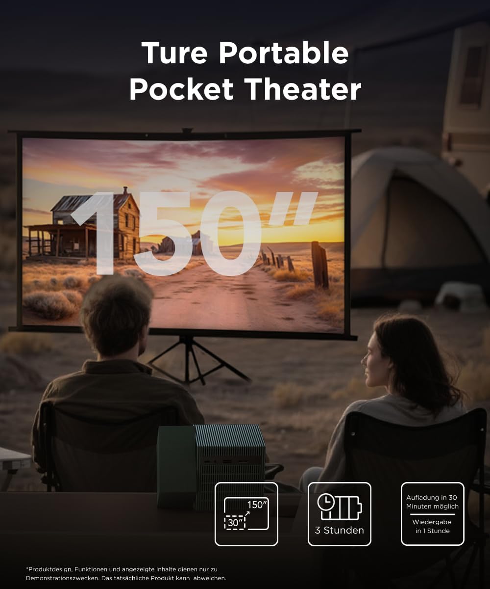 TCL PlayCube 1080P Full-HD DLP-Projektor, Tragbarer GTV-Projektor mit Netflix-Zertifizierung, 750 IS