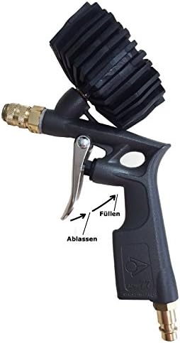 Tyre inflator set with petrol station plug SKS lever plug and patent plug/valve plug