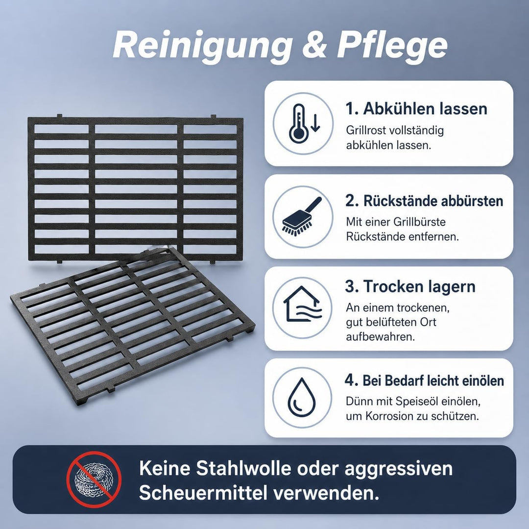 Uniflasy 44,5 x 26cm Gusseisen Grillrost 7637 für Weber Spirit I & II E210, E220, S210, S220 (mit vo