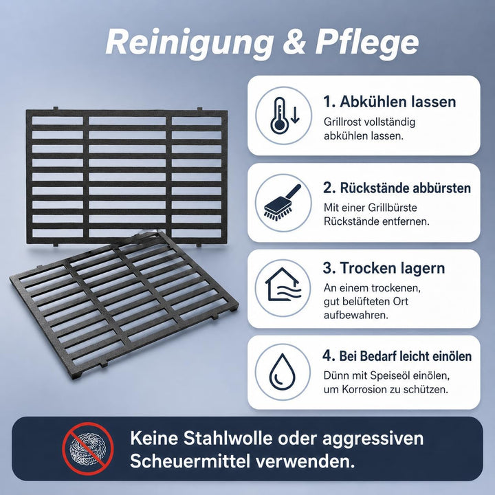 Uniflasy 44,5 x 26cm Gusseisen Grillrost 7637 für Weber Spirit I & II E210, E220, S210, S220 (mit vo