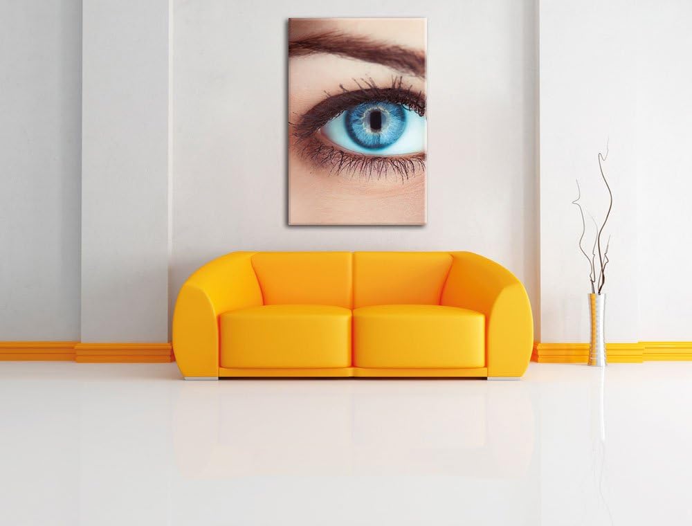 Auge einer Frau, Format: 100x70 auf Leinwand, XXL riesige Bilder fertig gerahmt mit Keilrahmen, Kuns