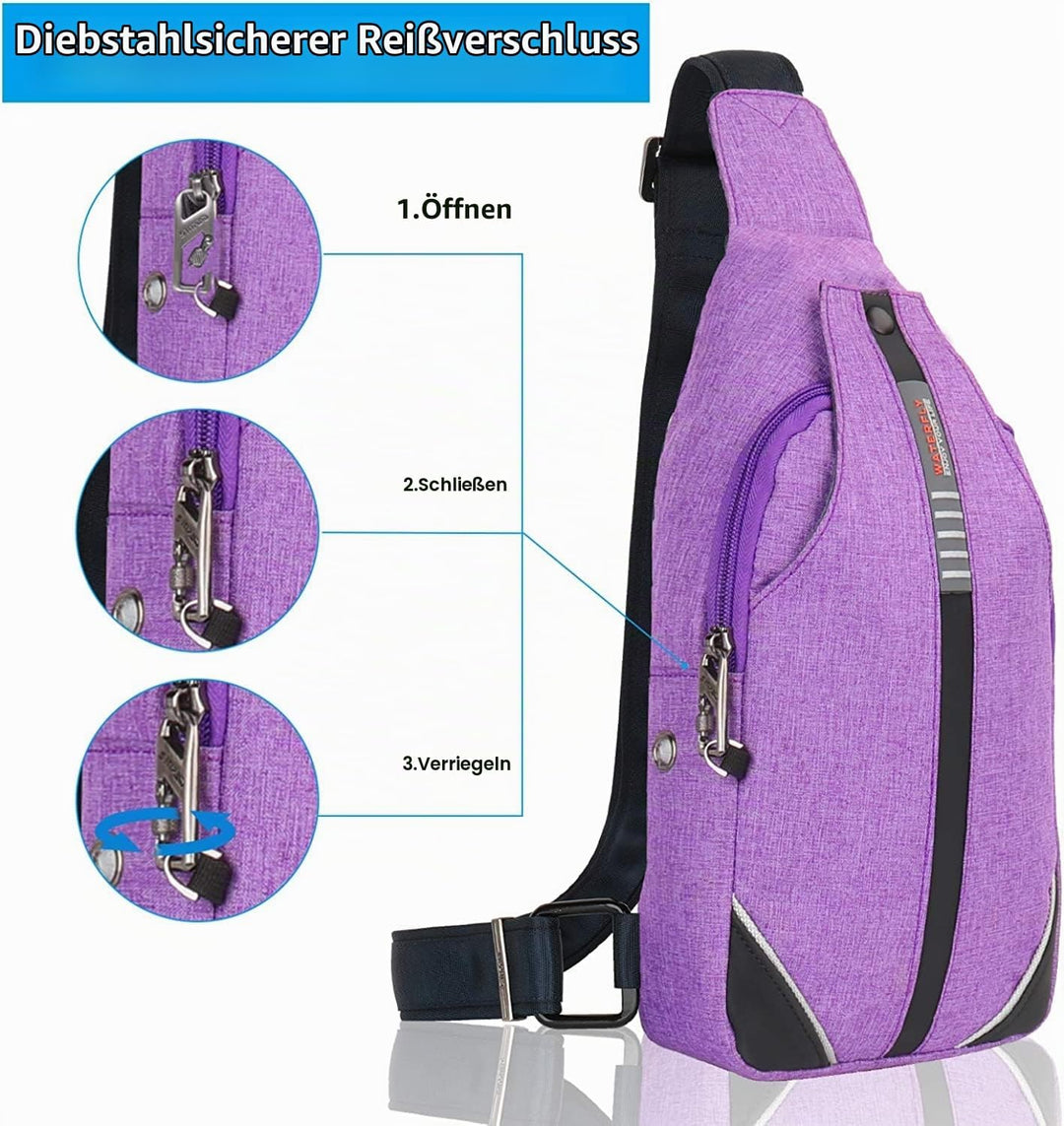 WATERFLY Anti-Diebstahl Sling Bag für Damen und Herren Brusttasche Hippie Crossbody Bag Multipurpose