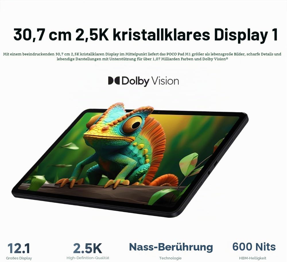 XIAOMI Tablet Poco Pad M1 12.1 Zoll 8+256GB Schwarz HyperOS 2 33W IPS LCD Display 12.1 Zoll 2.5K 120