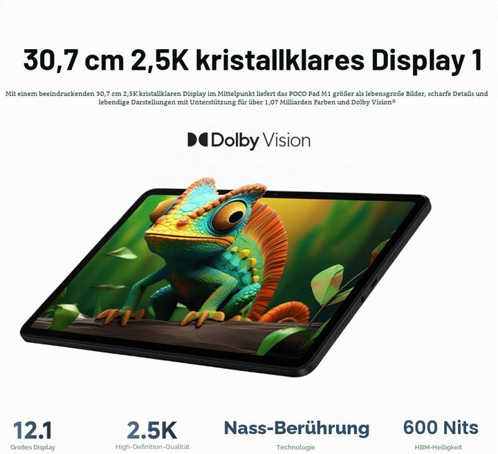 XIAOMI Tablet Poco Pad M1 12.1 Zoll 8+256GB Schwarz HyperOS 2 33W IPS LCD Display 12.1 Zoll 2.5K 120
