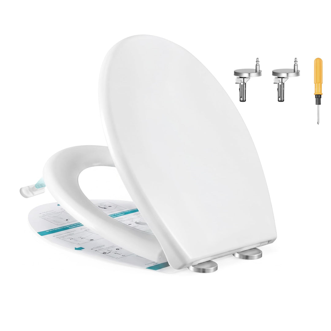 SONGMICS Toilettendeckel O-Form, WC-Sitz mit Absenkautomatik, Griff, Toilettensitz schnell abnehmbar