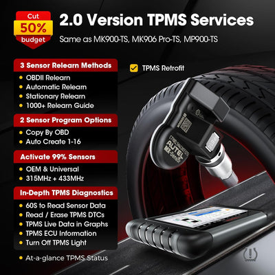 Autel Scanner MaxiCOM MK808TS, Kombination aus Autel MK808BT und TS608, OE-Level TPMS Scan-Tool mit