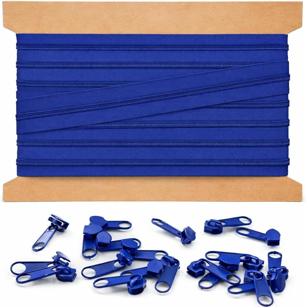 20m Endlosreissverschluss 5mm mit 40 zipper reissverschluss endlos Blau 20m + 40 Zipper Blau, 20m +