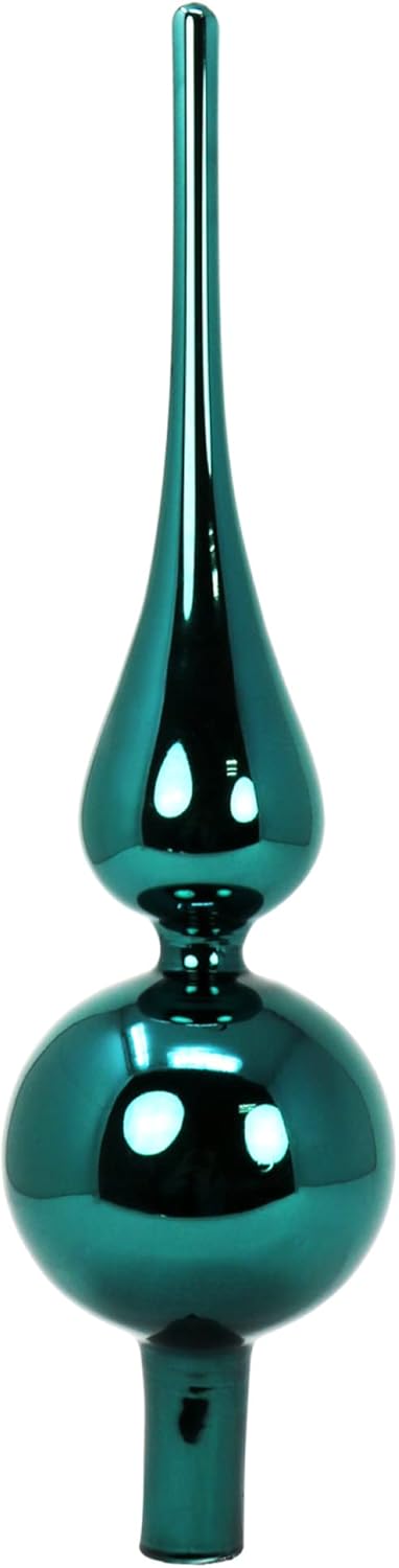 com-four® Christbaumspitze in blaugrün glänzend, Weihnachtsbaumspitze aus echtem Glas für Weihnachte
